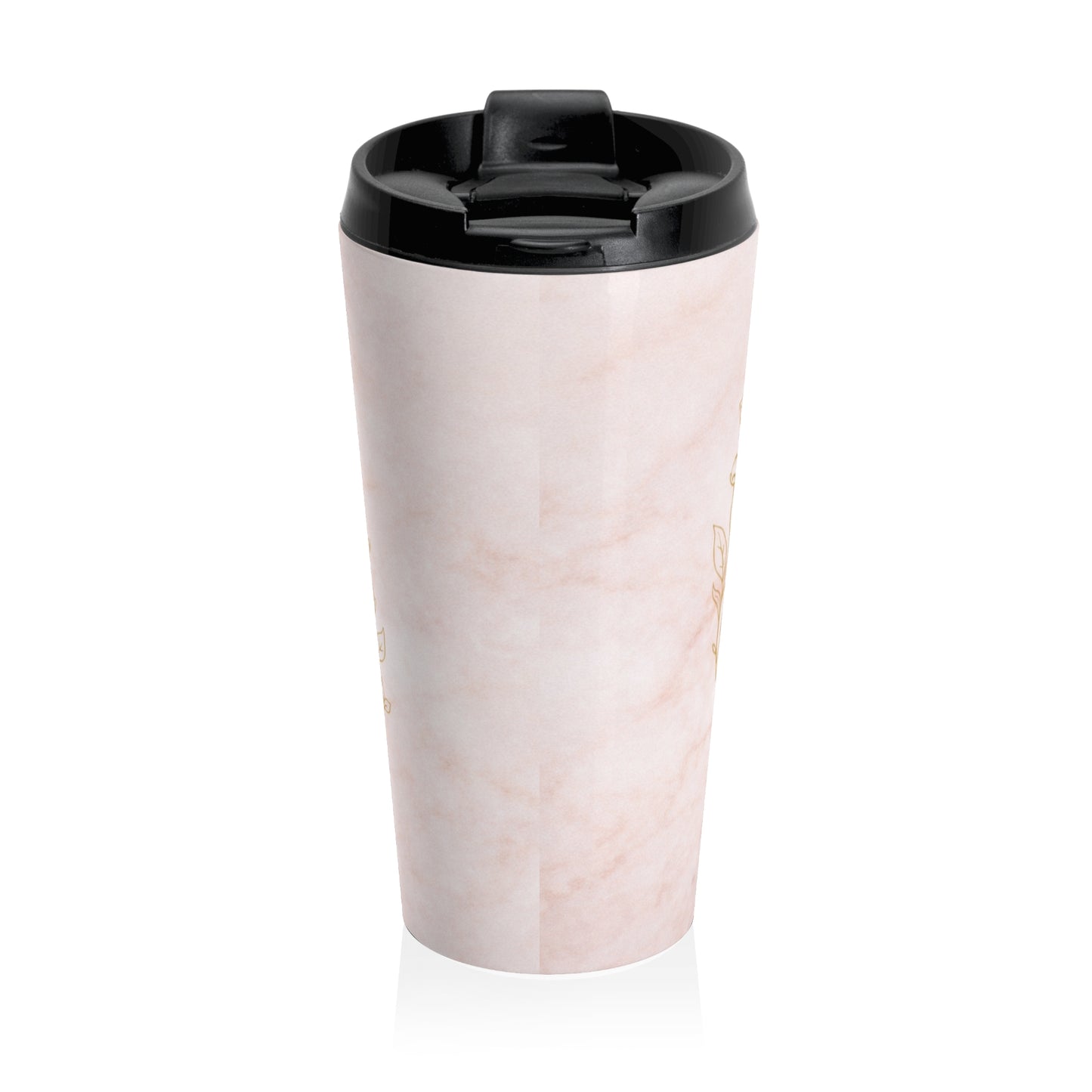 Boss Mom Effect Stainless Steel Travel Mug — Pink Marble Motivational Tumbler